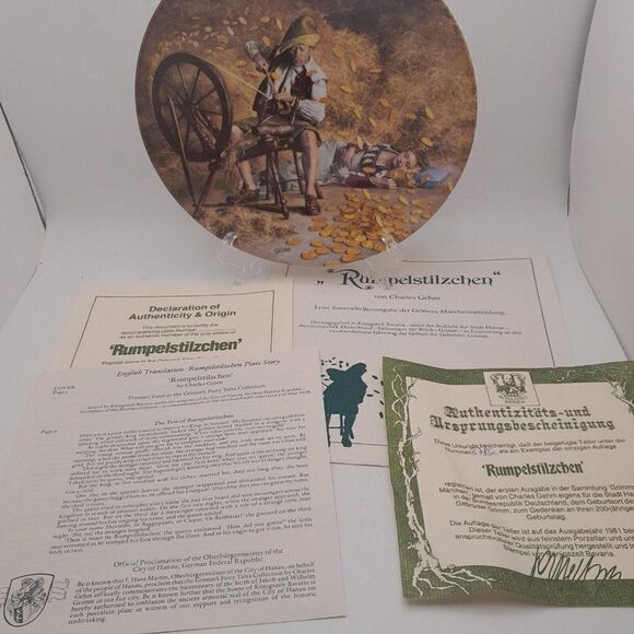 Rumpelstiltskin Rumpelstilzchen Collector Wall Plate by Gehm Bavaria 6" w/ COA - Picture 2 of 4